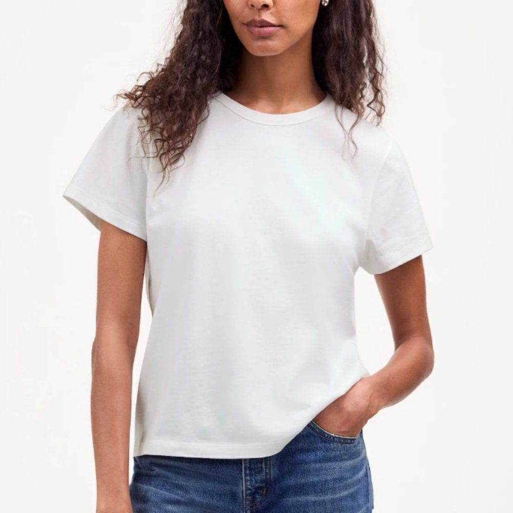 Madewell NS581 White Cotton Perfect Crewneck Tee NWT